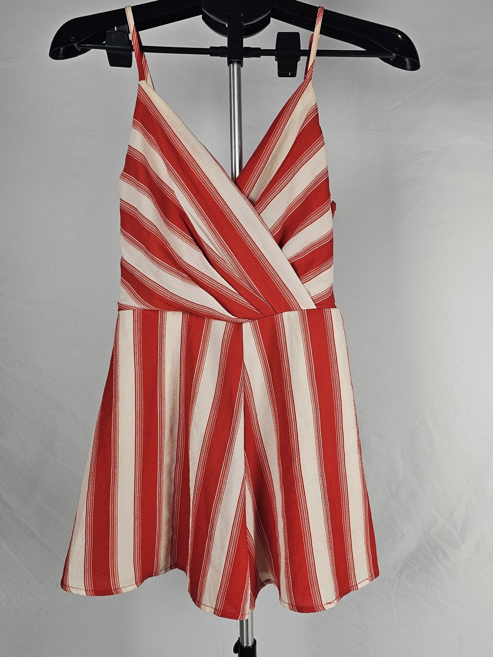 Trixxi Red and White Striped Sleeveless Romper